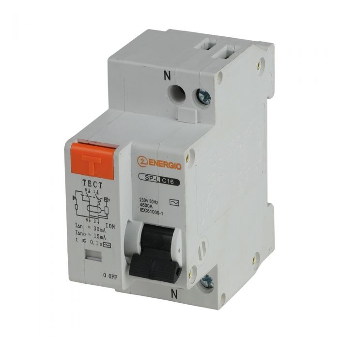Дифференциальный автоматический выключатель ENERGIO SP-L 1P+N C 16А 4.5кА