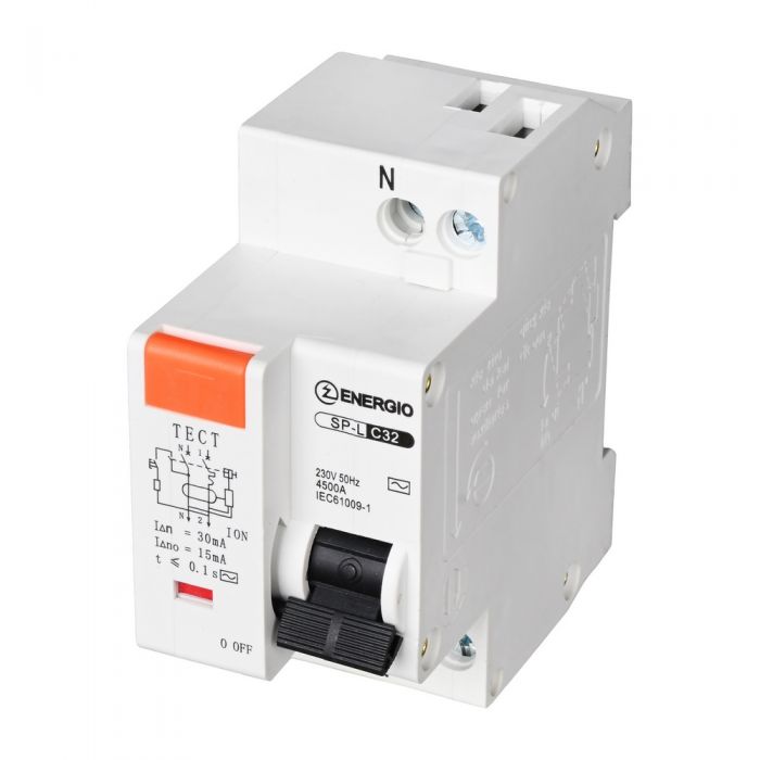 Дифференциальный автоматический выключатель ENERGIO SP-L 1P+N C 32А 4.5кА