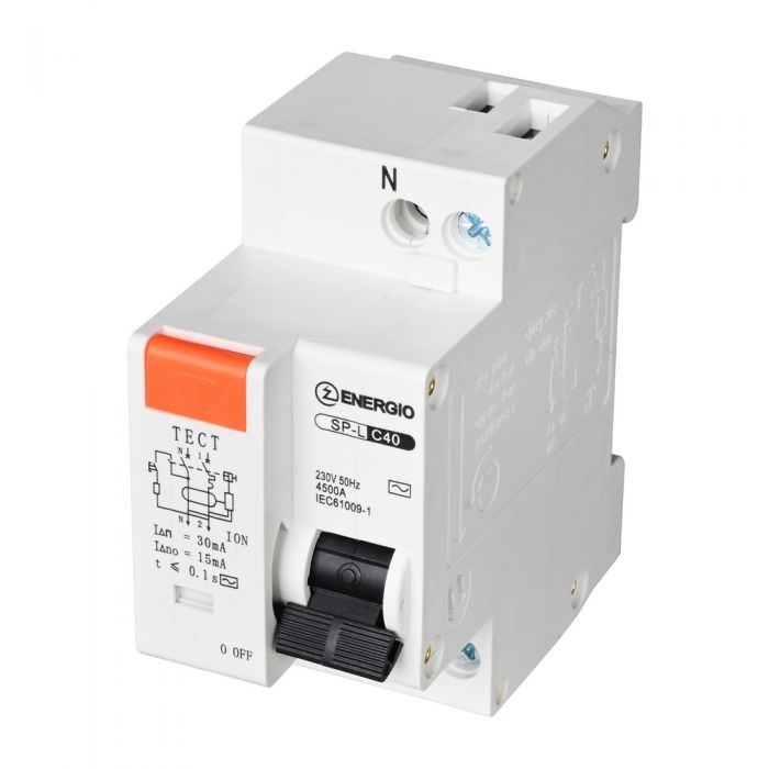 Дифференциальный автоматический выключатель ENERGIO SP-L 1P+N C 40А 4.5кА