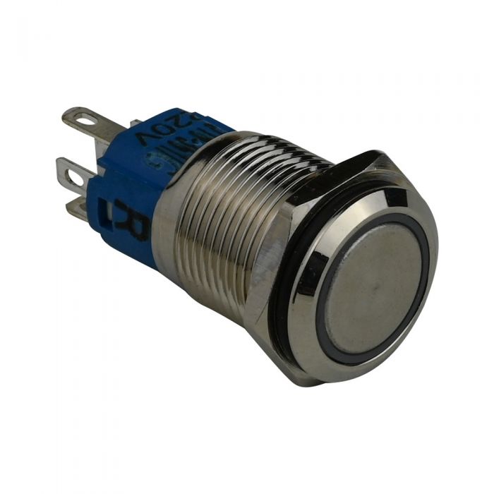 Кнопка металлическая ENERGIO TYJ16-361 с подсветкой с фиксацией 220В красная NO+NC