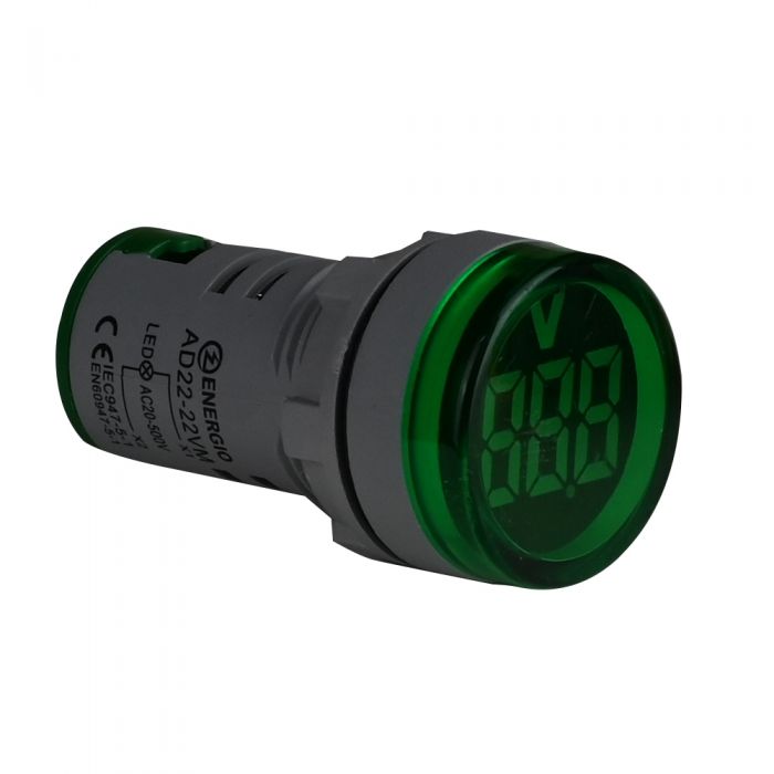 Индикатор с вольтметром ENERGIO AD22-22VM зеленый