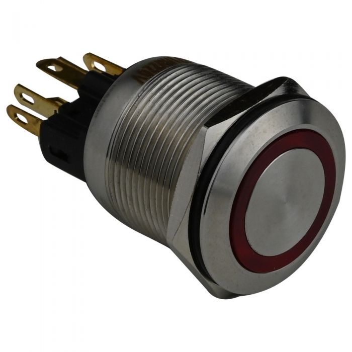 Кнопка металлическая ENERGIO TYJ22-371 с подсветкой с фиксацией 220В красная NO+NC