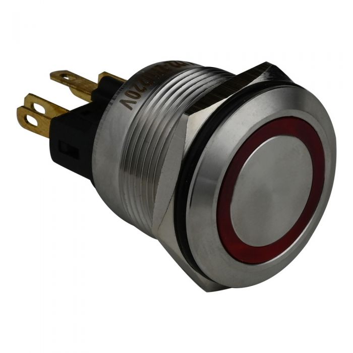 Кнопка металлическая ENERGIO TYJ22-271 с подсветкой без фиксации 220В красная NO+NC