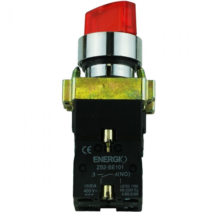 Переключатель секторный ENERGIO XB2-BK2465 1-0 с индикатором красный NO+NC